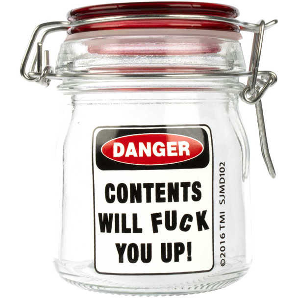  Glass Herb 5 Ounce Stash Jar with Airtight Clamp Lid - Contents Will Fuck You Up, Medium 