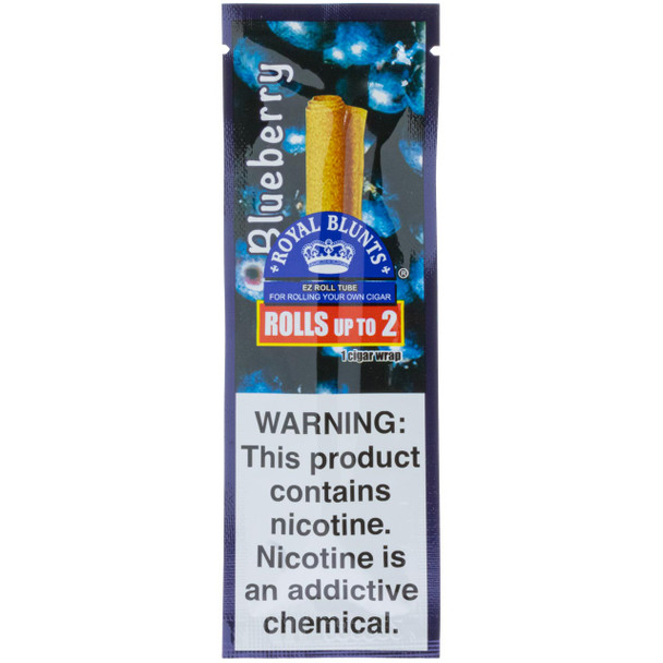 A single package of Royal Blunts EZ Roll Tube Blueberry flavored blunt wraps.