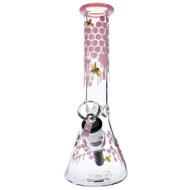 Flying Pig 10" Beehive Graphic Beaker Ice Bong Front Image