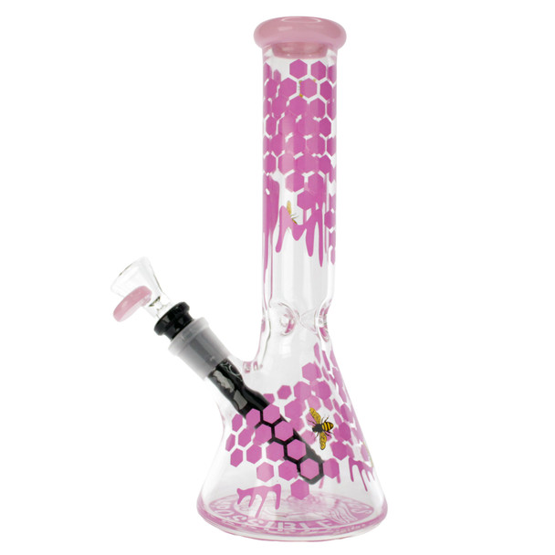 Flying Pig 10" Beehive Graphic Beaker Ice Bong Side View
