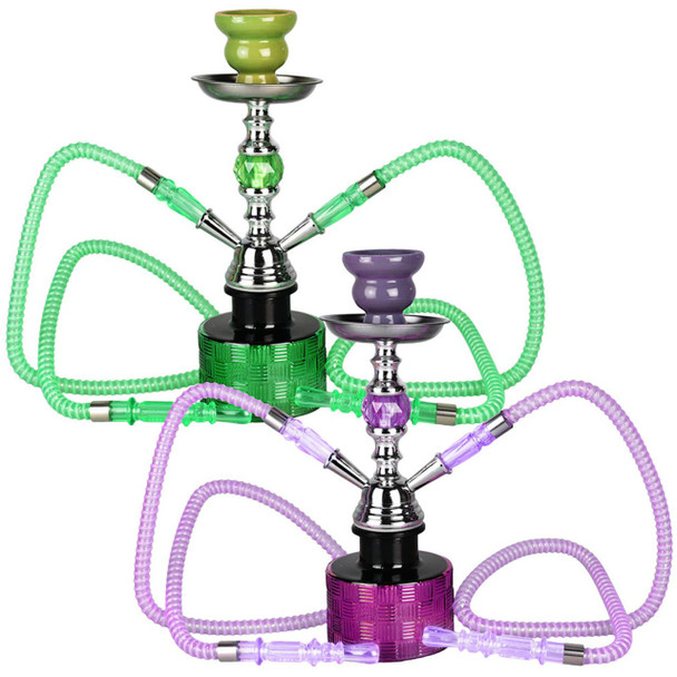 13" Ripple Hookah Kit with 2 Hoses, Assorted Colors