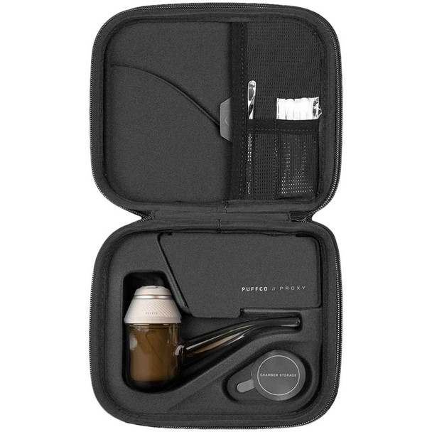 The Puffco Proxy Desert Kit travel box opened to reveal all its contents.
