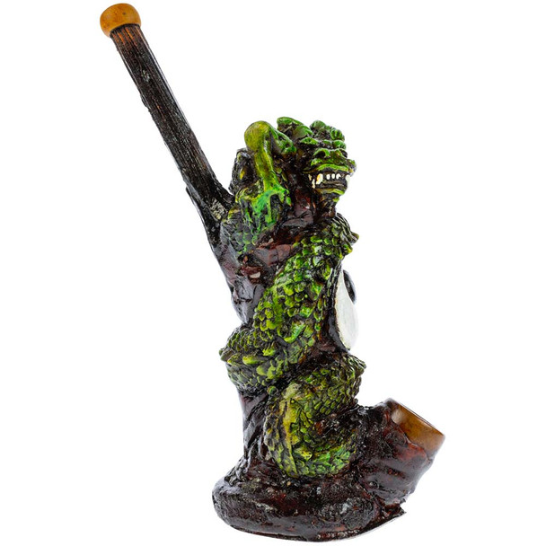 Profile view of the Yin Yang Dragon Pipe showing off its depth.