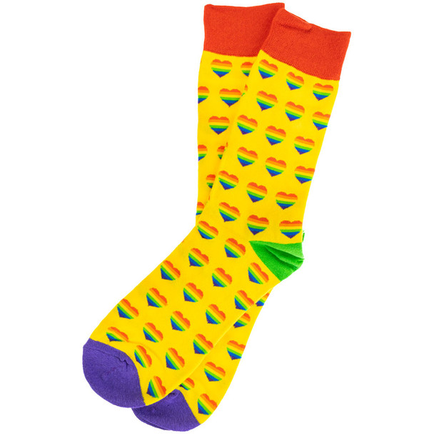 A pair of Pride Hearts crew socks.