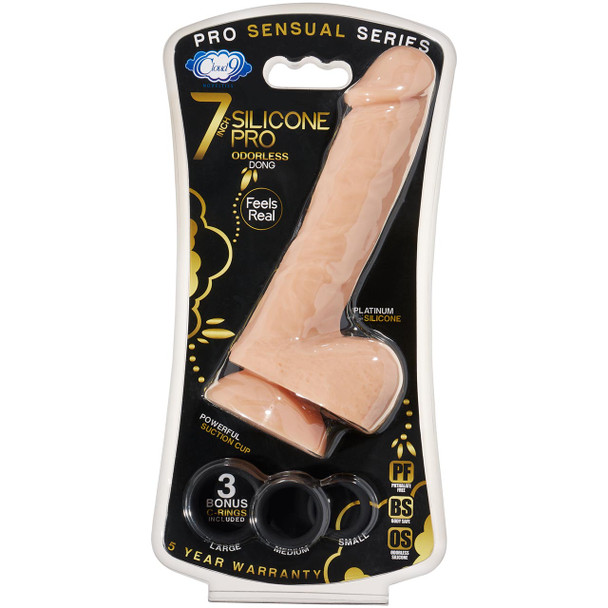 Cloud 9 Pro Sensual 7" Premium Silicone Dong with Bonus Cock Rings - Flesh