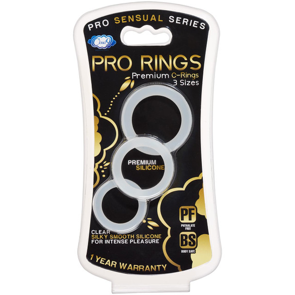 Cloud 9 Pro Sensual Cock Rings - Clear, 3-Count
