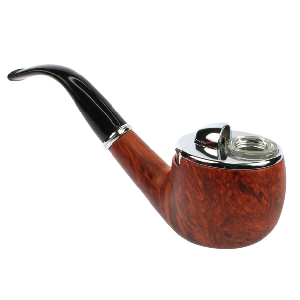 Clickit Deluxe Sherlock pipe lighter with built-in butane lighter and glass bowl.