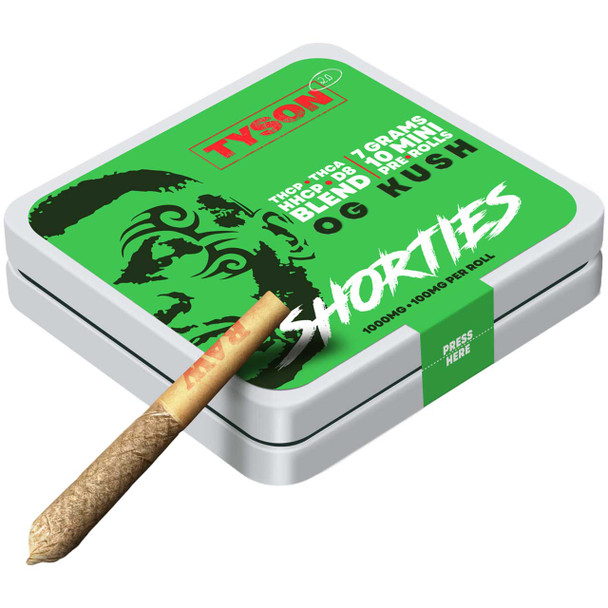 Tyson 2.0 THCP Blend Shorties - OG Kush, 10-Count. Premium THCP blend shorties.
