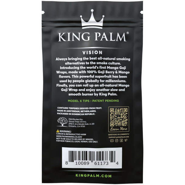 Mango Goji Wraps with Model X Tips, 4 Count Back of Packaging