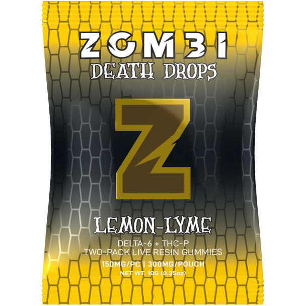 Zombi Death Drops – Lemon Lyme – 2-Count – 300mg Delta-6 + THCP Live Resin Gummies
