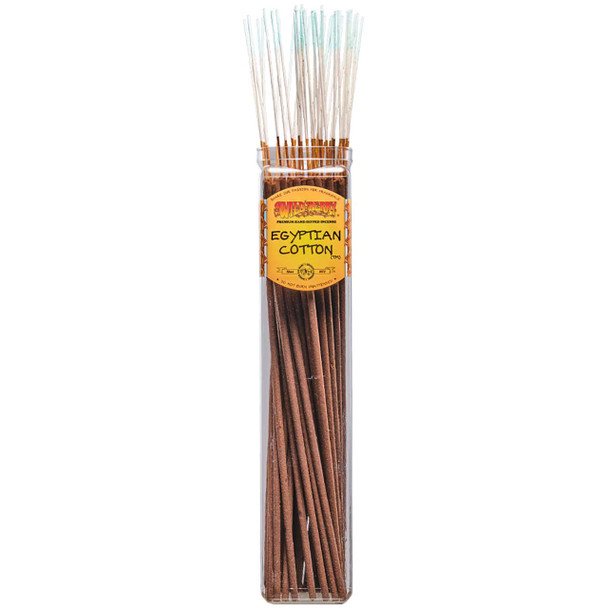 50 Egyptian Cotton-scented Wild Berry Biggies Incense Sticks in a labeled jar with their signature white-colored sticks with light blue tips emerging at the top.