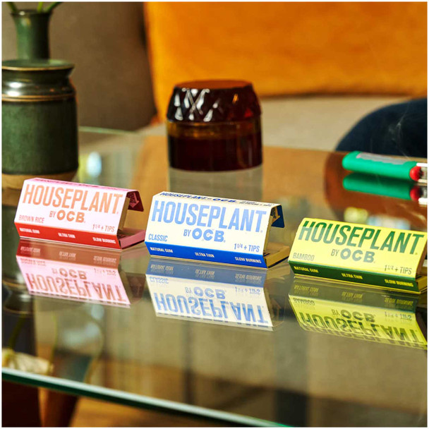 Packs of all types of Houseplant papers lined up on a table.