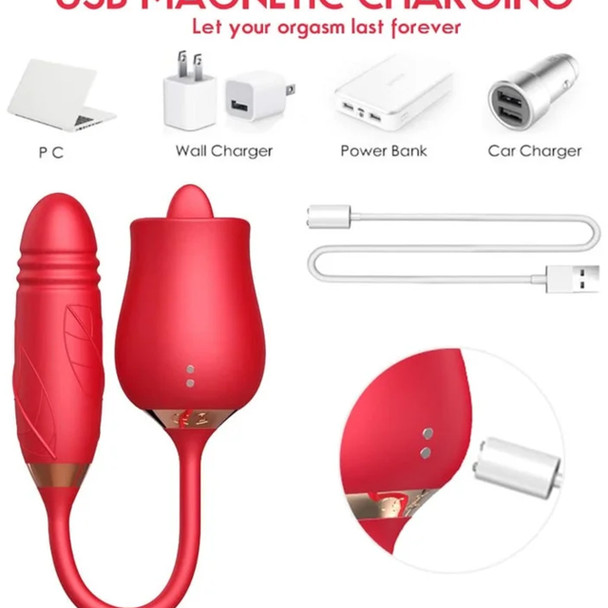 Licking Rose Toy with Thrusting Tail magnetic recharger graphic.