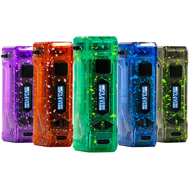 Assorted colors of Wulf Mods X-Ray Series Uni Pro Cartridge Vaporizers staggered on a white background.