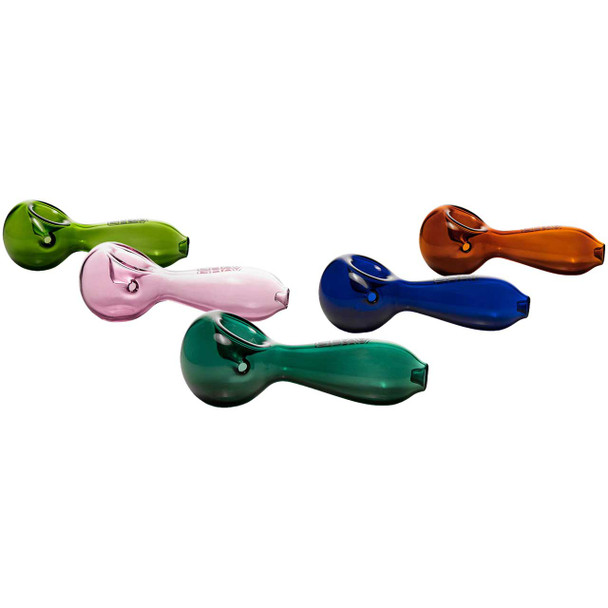 Assorted colors of GRAV Large Spoons on a white background.