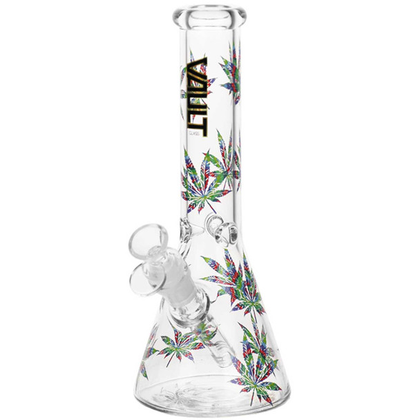 VAULT Glass 10" Pot Leaf Beaker Bongs front image.