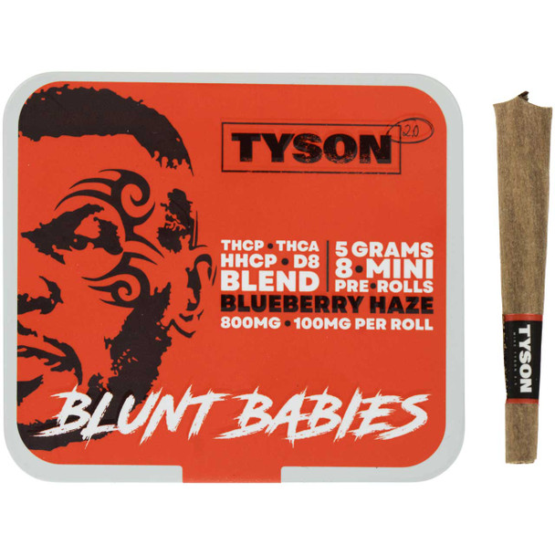 Tyson 2.0 THCP Blend Pre-Rolled Blunt Babies - Blueberry Haze, 8-Count. THCP nicotine blend products.
