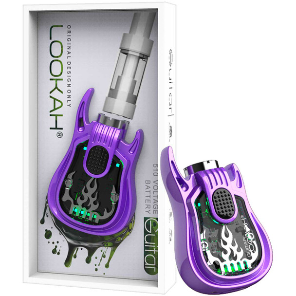 Lookah Guitar 510 Thread Vape Battery. Unique Guitar Shape The standout feature of the Lookah Guitar 510 Thread Battery is its design. Shaped like a miniature electric guitar, this battery adds a fun, personalized touch to your vape experience.