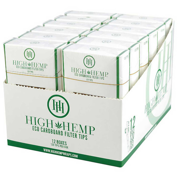  High Hemp Eco Cardboard Filter Tips - 120 Tips display box wholesale