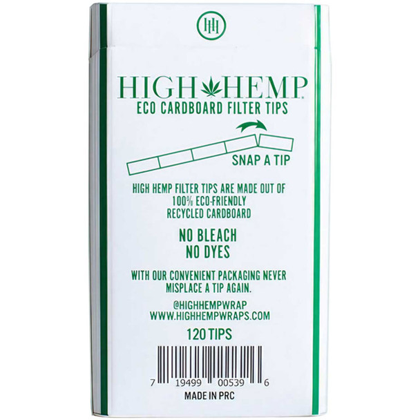  High Hemp Eco Cardboard Filter Tips - 120 Tips package texts