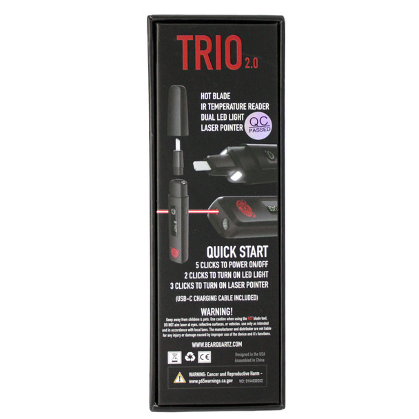 Bear Quartz Trio 2.0 Black Electronic Dab Tool with IR Temp Reader & Hot Knife
