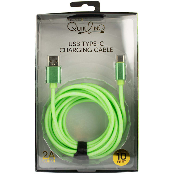 10-ft USB-C Charging Cable in assorted colors.