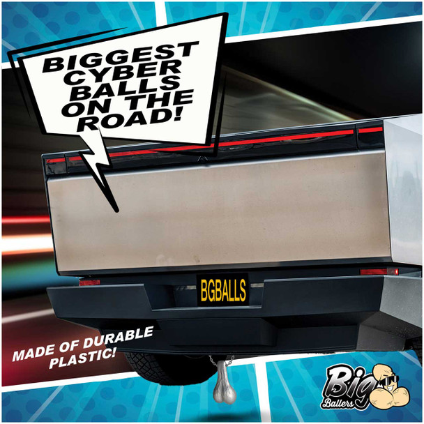 Large Cyber Nuts or Realistic Truck Nuts for hitch. Tesla matching Cyber Truck Realistic Nuts that hang on the hitch.