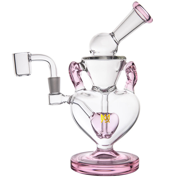 Side view of this MJ Arsenal Limited Edition Valentine's Day 2025 Melting Hearts Mini Dab Rig.