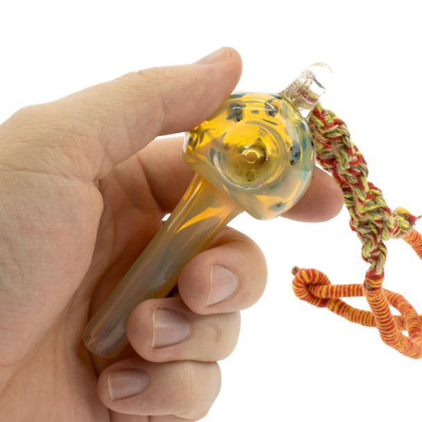 Himalayan Creations Glass Mushroom Necklace Pipe – Wearable Festival Pipe on Hemp Cord – Assorted Styles