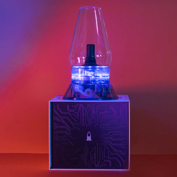 Randy's Loov vaporizer Pixel Purple lighted on its box