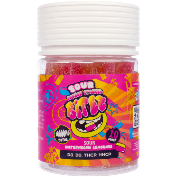 Sour Double Stacked Bitez – Watermelon Lemonade Gummies – 10-Count – 10,000mg THC | D8 + D9 + THCP + HHCP