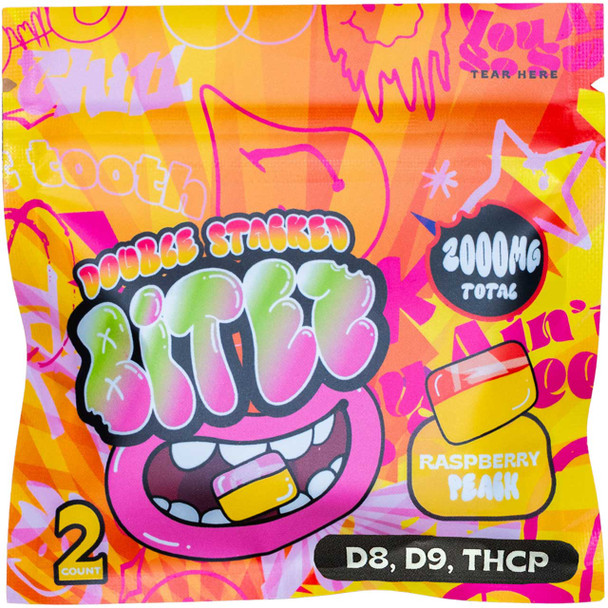 Double Stacked Bitez - Melon Berry or Raspberry Peach – 2-Count – 2,000mg THC | D8 + D9 + THCP + Live Resin