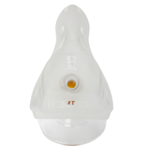 Hemper Jurassic Spark XL dinosaur bong 7 inch frosted glass water pipe amber circle perc branded bowl with hook and themed artwork box view of back