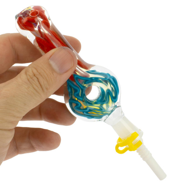 Glass Headz! Donut Nectar Collector dab straw held in hand to show size