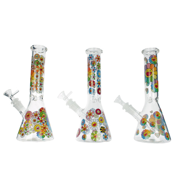 10" Smiley Flower Beaker Water Pipe