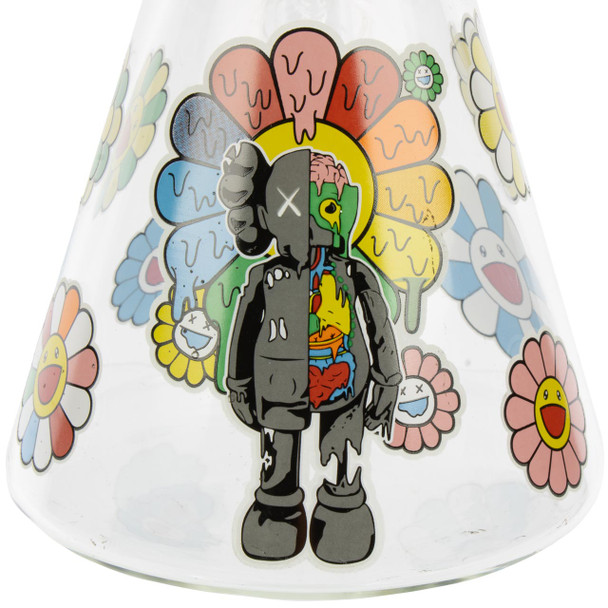 Silo Glass Dope Daisies Beaker Bong – 10" Pop Art Glass Water Pipe with Ice Catcher