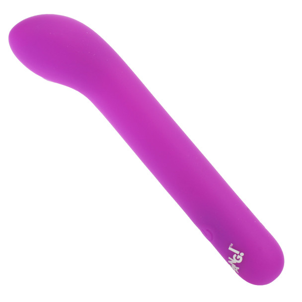 Side view of Bang! G-Spot Flexible Silicone Vibrator showing curved tip and slim profile