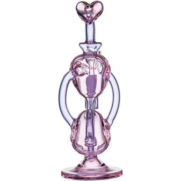 Rear view of the MJ Arsenal H2H Heart-2-Heart dab rig showing the full recycler loop