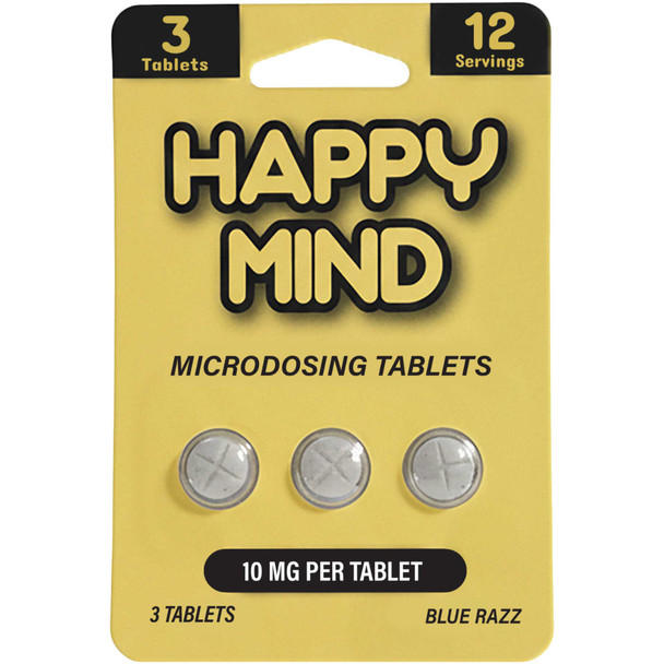 Happy Mind Blue Razz Microdose Mushroom Tablets – 10mg Per Tablet – 3 Tabs (30mg Total)