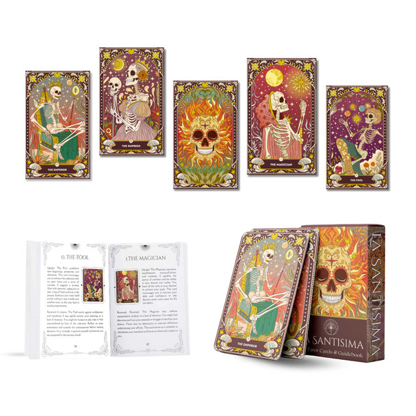 La Santisima Tarot Card Deck – Santa Muerte Style Tarot Deck – 78 Cards with Guidebook
