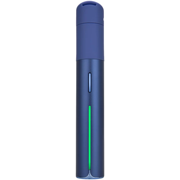 Front view of the Puffco Pivot Sapphire dab vape.