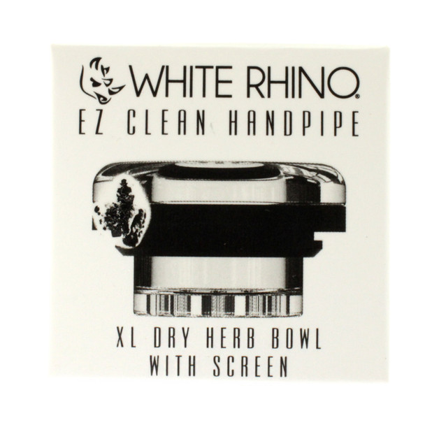 White Rhino EZ clean hand pipe XL dry herb bowl with screen replacement upgrade part for the hand pipe front of box