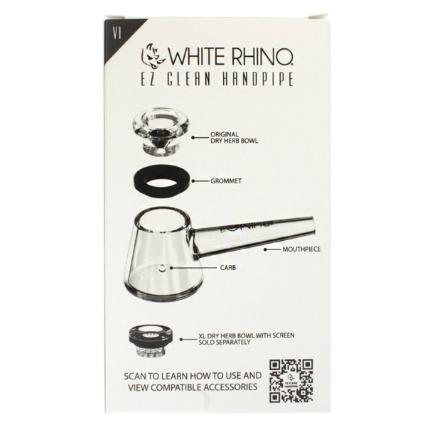 White Rhino EZ Clean Hand Pipe Glass Bubbler back of box