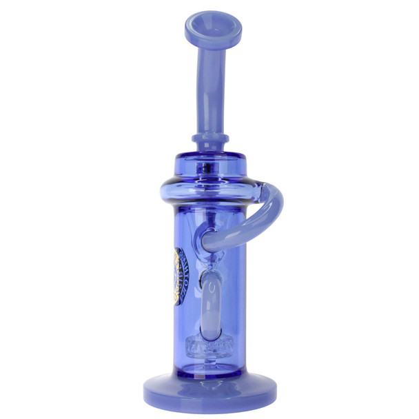 10.5 inch Flying Pig milky blue gold leaf glass water pipe with showerhead perc and Nothing is Impossible branded bowl with hook back.