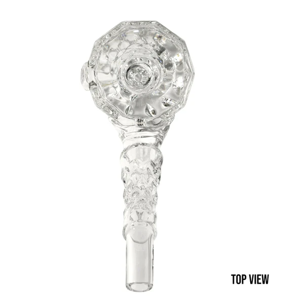 Highball fancy worked borosilicate glass hand pipe vintage inspired design top.