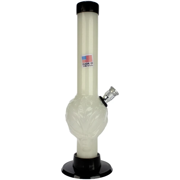 JM Enterprises 8" Alien Face Acrylic Bong | Glow-in-the-Dark