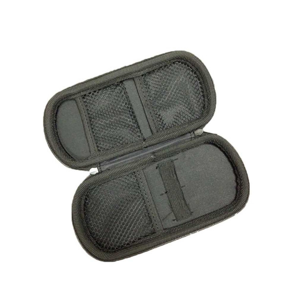 View of the inside of the eGo vape case showing pockets and straps to hold your favorite vape pens.