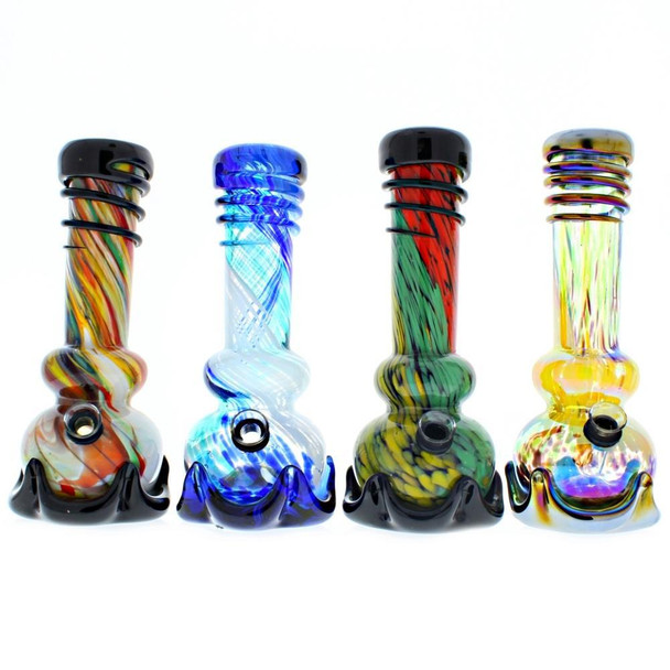 9" Double Bubble Bong with Wave Base and Wrap old school classic bongs.