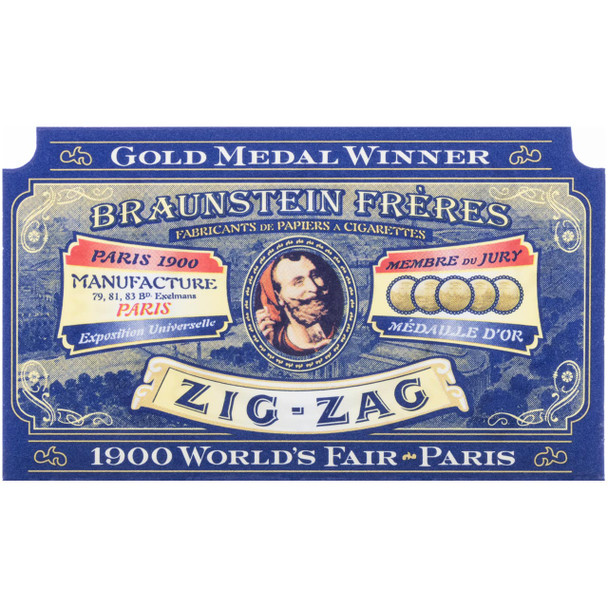 Graphic inside of a booklet of papers showing how Zig-Zag won a gold medal at the 1900 World's Fair.