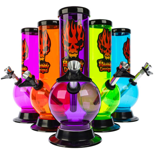 Headway 8" Bubble Acrylic Bong with Pull Slide in Assorted Colors. 8 inch Bubble Acrylic Bong by Headway.